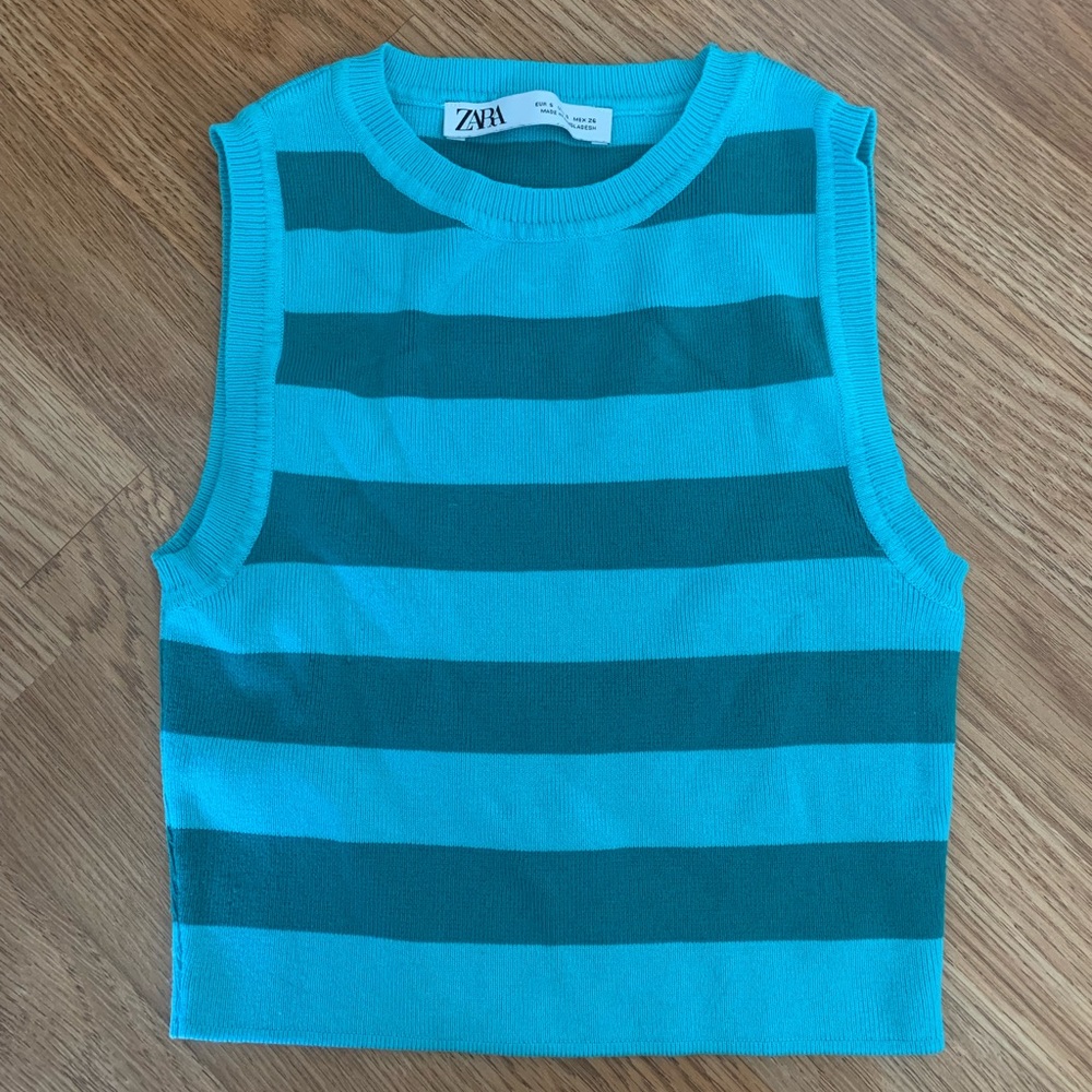 zara stripped cropped sweater tank
